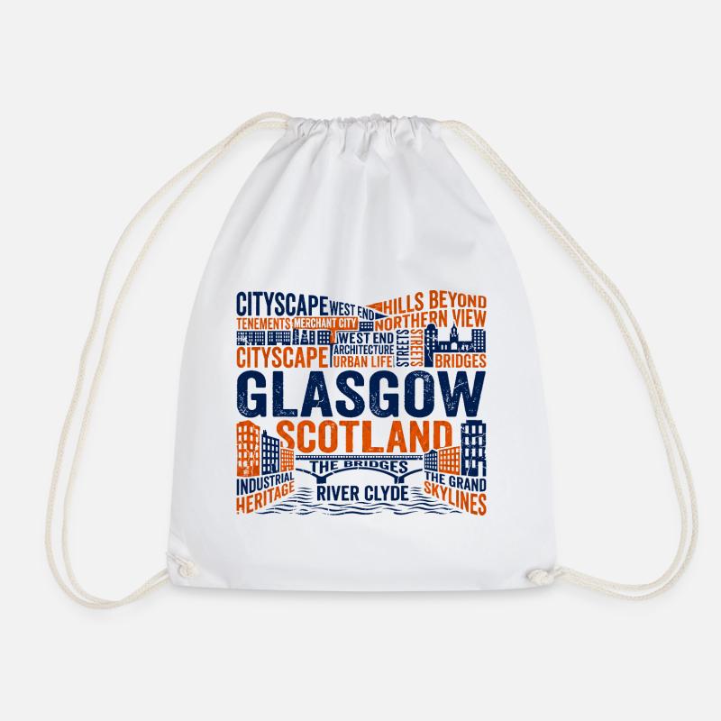 Glasgow Scotland Urban Skyline River Clyde - Drawstring Bag - white