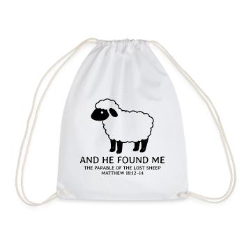 And He Found Me Parable of the Lost Sheep Matthew - Drawstring Bag - white - Front