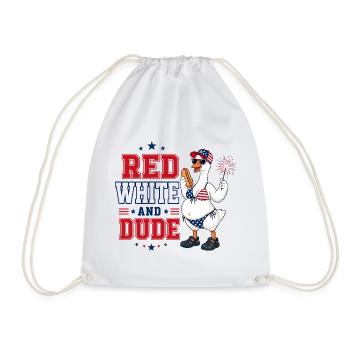 American Goose 4th of July | Humour Red White And Du - Drawstring Bag - white - Front