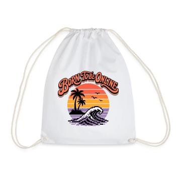 Born to Be Online Retro Sunset Surf - Turnbeutel - Weiß - Vorne