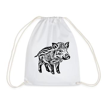 Wildschwein Frischlinge Geschenkidee Jäger   - Turnbeutel - Weiß - Vorne