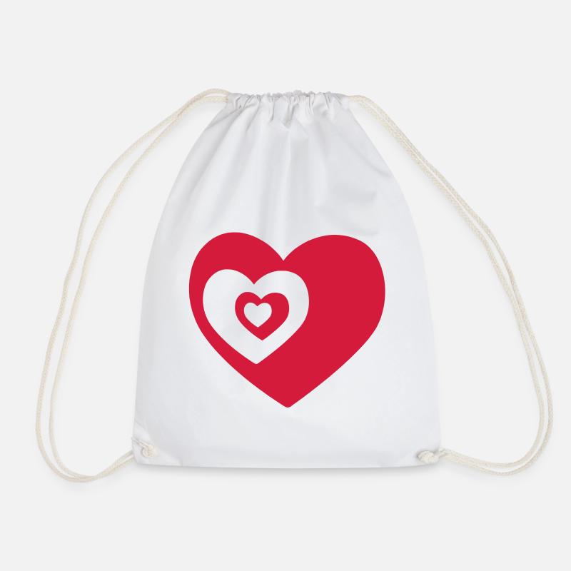 Heart heart heart - Drawstring Bag - white