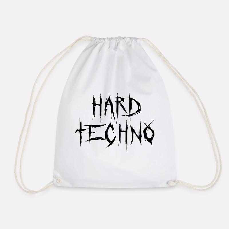 hard techno destroy - Drawstring Bag - white