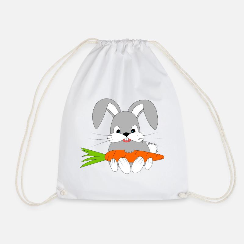 Happy rabbit with the carrot - Drawstring Bag - white