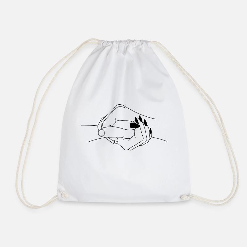 Hand in hand - for a lifetime - Hands - Love - Drawstring Bag - white
