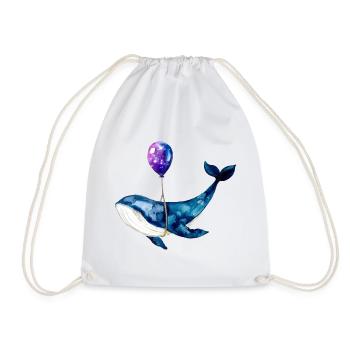 Wal Luftballon Whale Balloon Watercolor Shirt - Drawstring Bag - white - Front