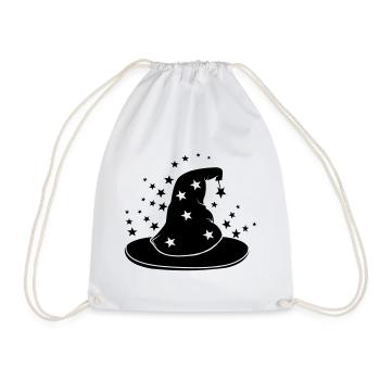 Magical wizard hat with stars - Drawstring Bag - white - Front