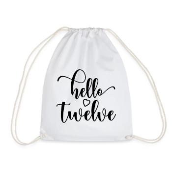 Hello Twelve - Mignon cadeau de 12e anniversaire pour les filles - Sac de sport léger - blanc - Devant