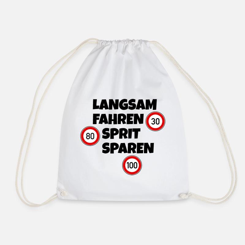 Langsam fahren - Sprit sparen - Tempolimit - Turnbeutel - Weiß