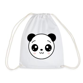 Panda Panda Bear Bear Bear Face Eyes cute - Drawstring Bag - white - Front