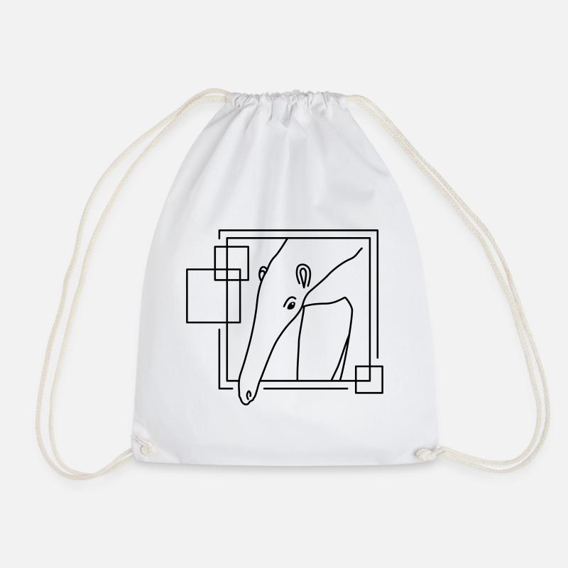 Ameisenbär in geometrischer Form - Line-Art-Design - Turnbeutel - Weiß