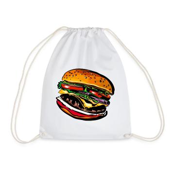 Burger Cheeseburger Fast Food - Drawstring Bag - white - Front