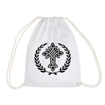Celtic cross logo - Drawstring Bag - white - Front