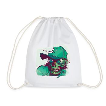 Zombie with Hat - Drawstring Bag - white - Front