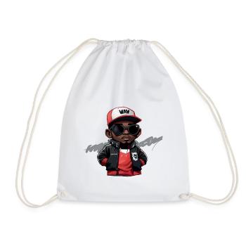 Little Hip Hop Head (Red) - Drawstring Bag - white - Front