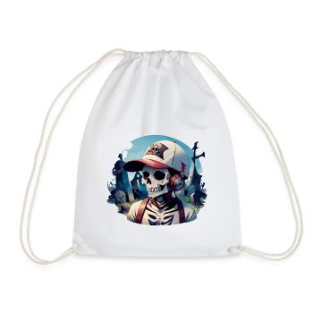 Graveyard Skull avec écouteurs - Sac de sport léger - blanc - Devant