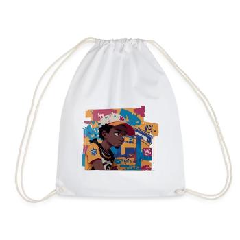 Black Kid devant Graffiti Background - Sac de sport léger - blanc - Devant