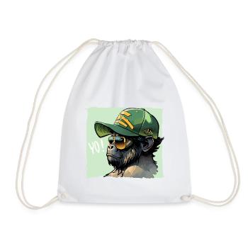 Gorilla YO! - Drawstring Bag - white - Front