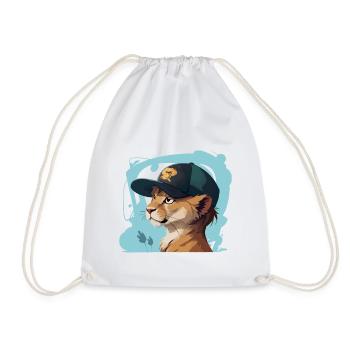 Cool Lion - Drawstring Bag - white - Front