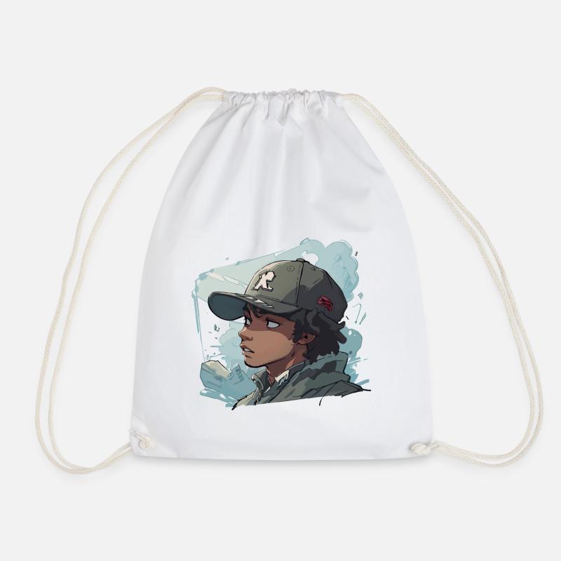 Anime Style Rapper - Drawstring Bag - white