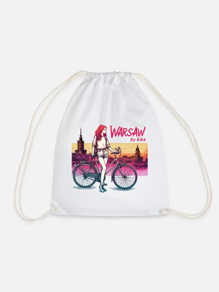 Warschau Fahrrad Mädchen Illustration - Turnbeutel - Weiß