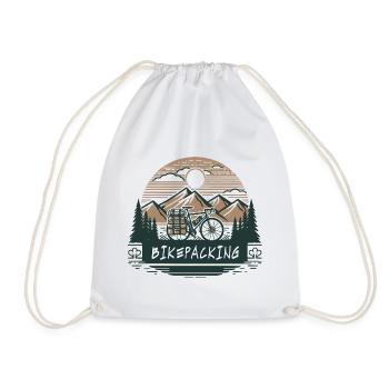 Gravel Bike Mountain Bikepacking Adventure Design - Drawstring Bag - white - Front