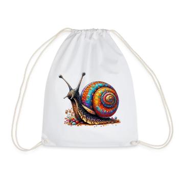 Snail - Drawstring Bag - white - Front