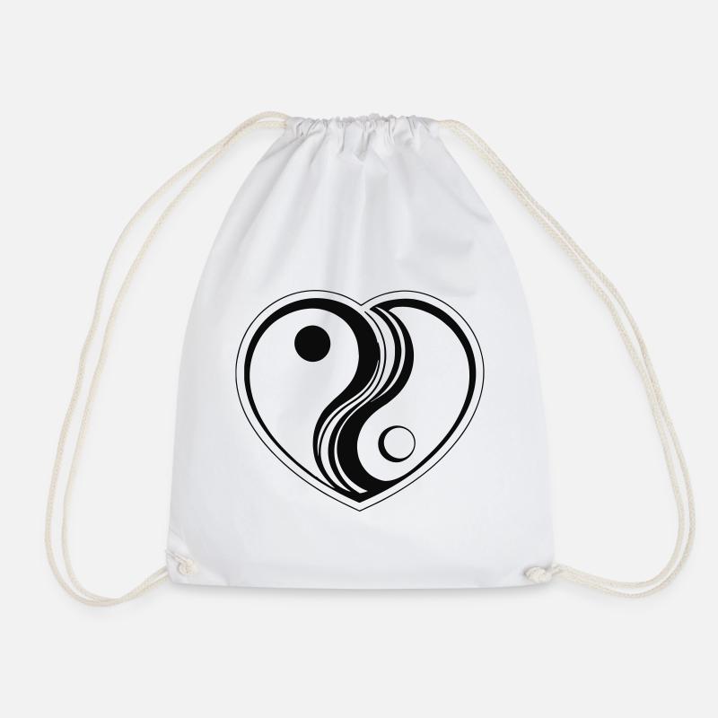 Heart as Yin Yang Sign - Drawstring Bag - white