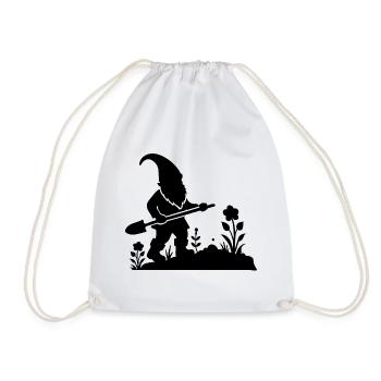 charmantes Silhouetten-Motiv eines Gartenzwergs - Turnbeutel - Weiß - Vorne