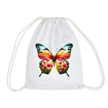 Butterfly tulips tulip Holland - Drawstring Bag - white - Front