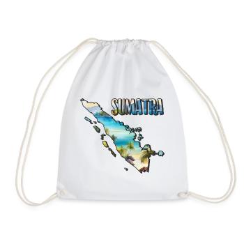 Watercolor Map of Sumatra - Drawstring Bag - white - Front