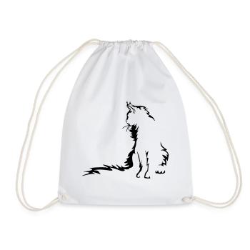 Maine Coon Cat - Drawstring Bag - white - Front