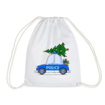Polizeiauto Police Weihnachten - Turnbeutel - Weiß - Vorne