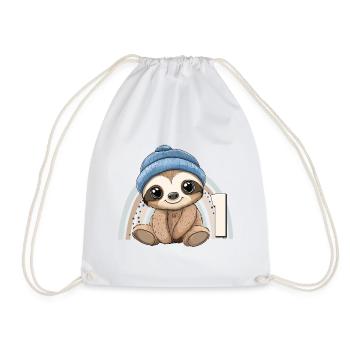 1st Birthday Sloth Rainbow Cute Cute - Drawstring Bag - white - Front