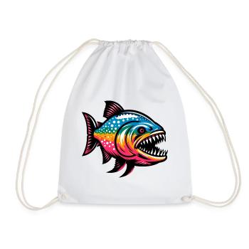 Piranha - Drawstring Bag - white - Front