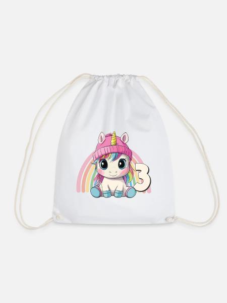 3. Geburtstag Einhorn Regenbogen Süß Niedlich - Turnbeutel - Weiß