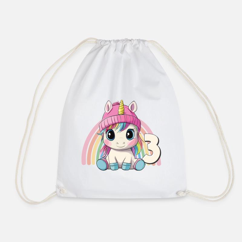3. Geburtstag Einhorn Regenbogen Süß Niedlich - Turnbeutel - Weiß