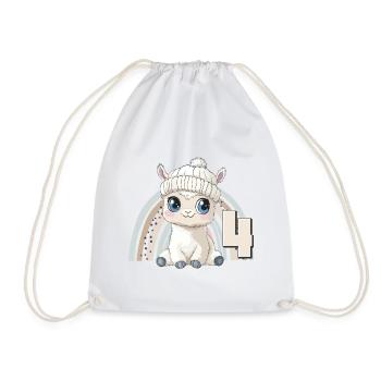 4ème anniversaire Alpaga Lama Arc-en-ciel Mignon Mignon - Sac de sport léger - blanc - Devant