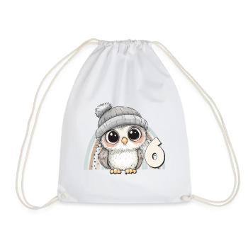 6ème anniversaire hibou arc-en-ciel mignon mignon - Sac de sport léger - blanc - Devant