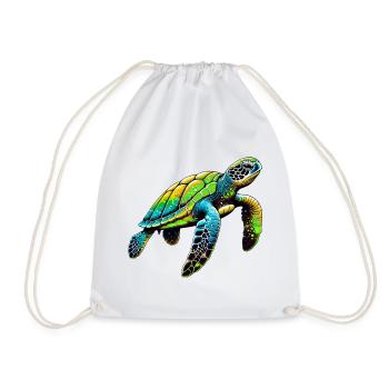 Turtle - Drawstring Bag - white - Front