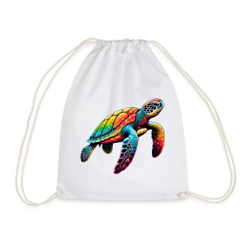 Turtle - Drawstring Bag - white - Front