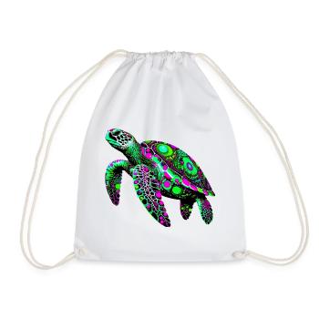 Turtle - Drawstring Bag - white - Front