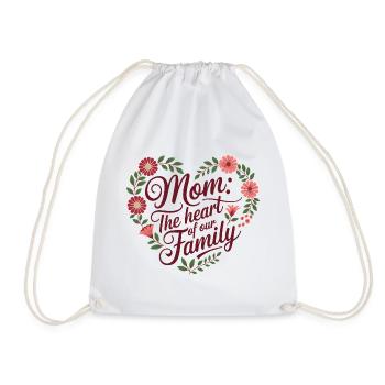 Mama: Das Herz unserer Familie - Geschenk zum Muttertag - Turnbeutel - Weiß - Vorne