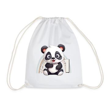 1st Birthday Panda Bear Rainbow Cute Cute - Drawstring Bag - white - Front