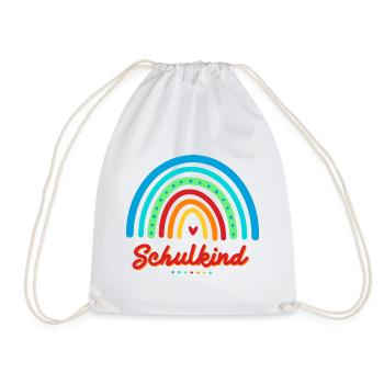 Schulkind bunter Retro Regenbogen Einschulung - Turnbeutel - Weiß - Vorne