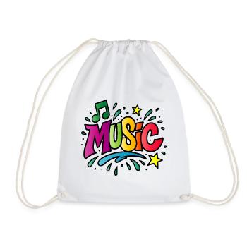 Music – Colorful typography with note symbol - Drawstring Bag - white - Front