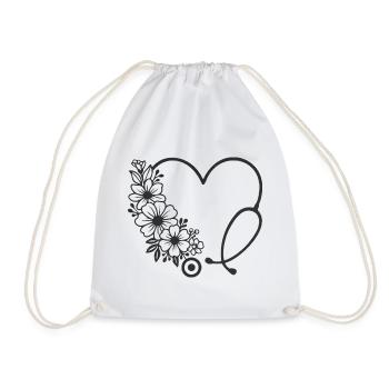 Floral Heart Stroller Design - Drawstring Bag - white - Front