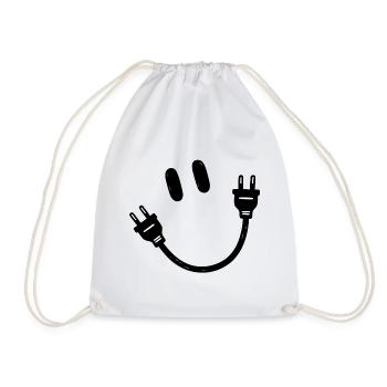 Electrician Electrical Engineer Schuko Plug Funny - Drawstring Bag - white - Front