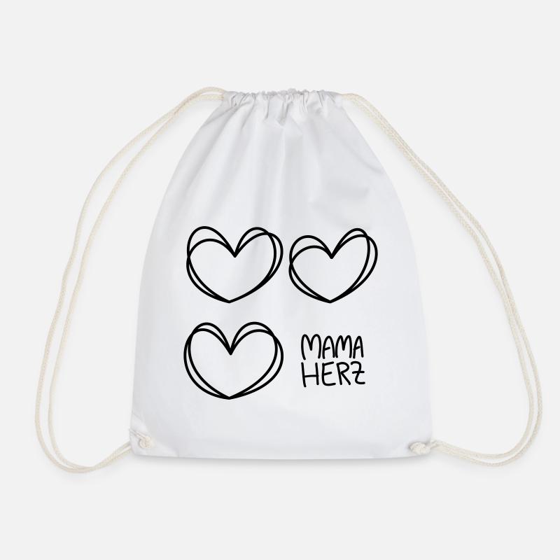 Mom Heart - Drawstring Bag - white