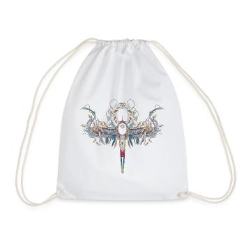 Magic Ankh Symbol with Wings and Ornaments - Drawstring Bag - white - Front